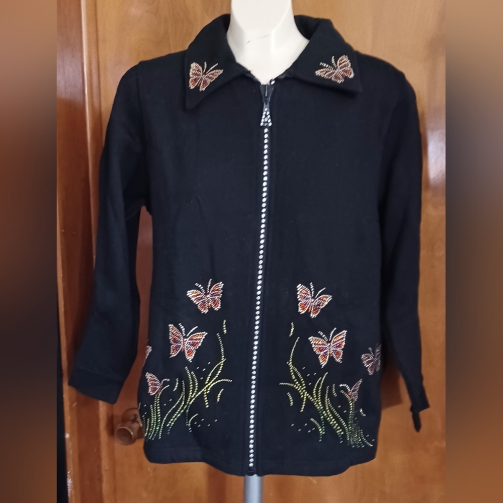 New ladies jacket/ s sweatshirt butterfly bling size small